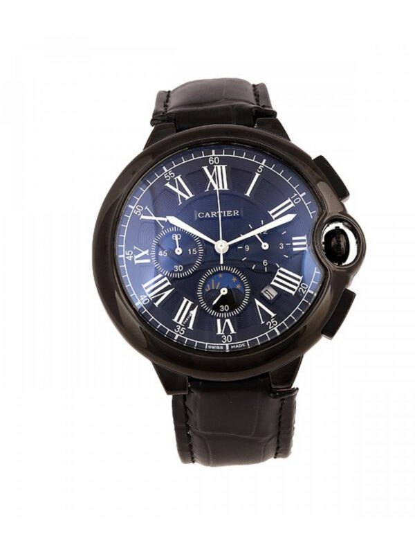 Cartier Black Dial Croc Leather Watch