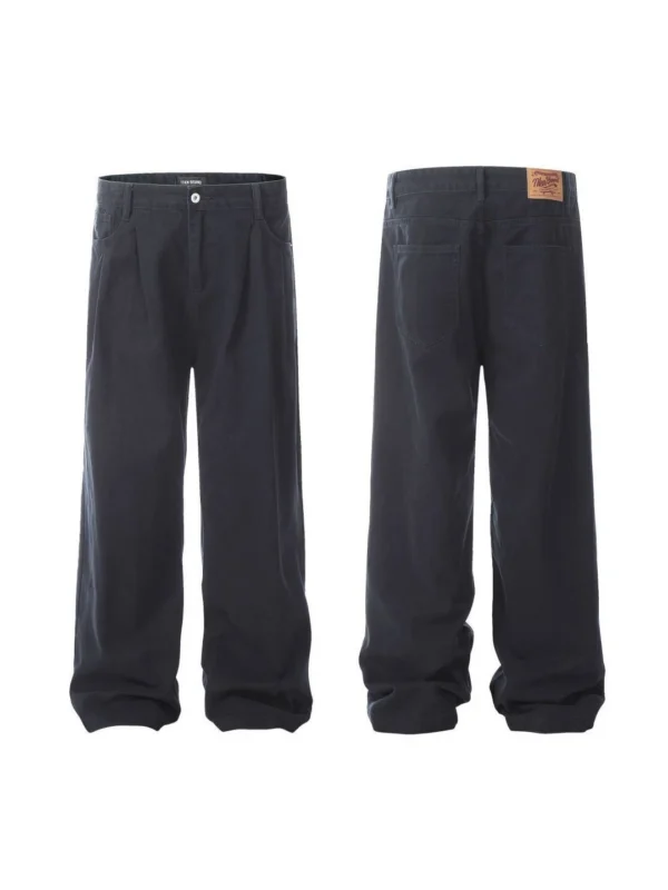 High Quality Plain Loose Fit Jeans Black