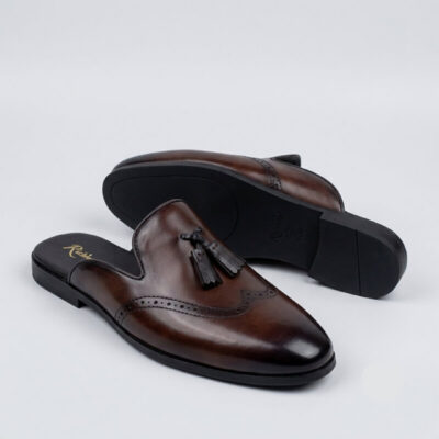 Richwanaz Gradient Tassel Brogue Half Shoe | Brown
