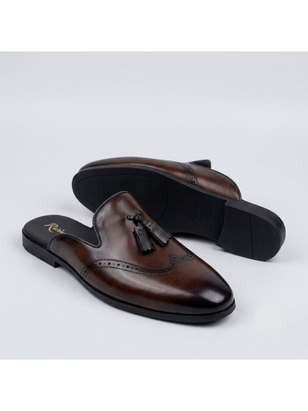 Richwanaz Gradient Tassel Brogue Half Shoe | Brown