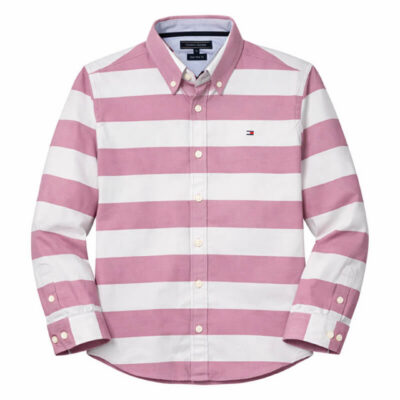 Tommy Hilfiger Two Toned Long Sleeve Shirt, White & Mauve
