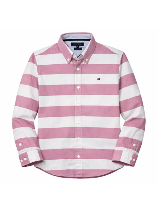 Tommy Hilfiger Two Toned Long Sleeve Shirt, White & Mauve