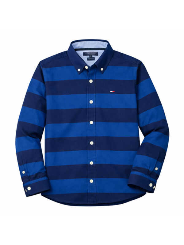 Tommy Hilfiger Two Toned Long Sleeve Shirt | Black & Blue