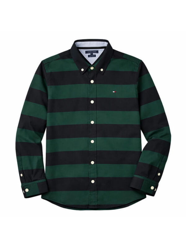 Tommy Hilfiger Two Toned Long Sleeve Shirt | Green & Black
