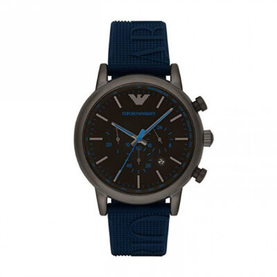 Armani Navy Blue Rubber Watch With Blue Dial