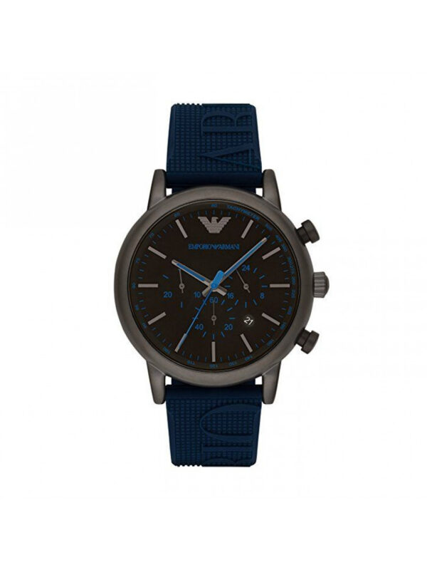Armani Navy Blue Rubber Watch With Blue Dial