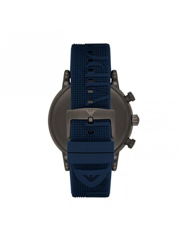 Armani Navy Blue Rubber Watch With Blue Dial